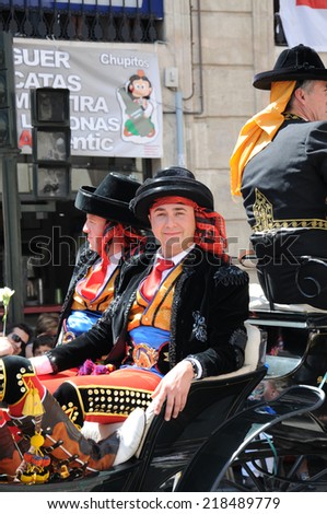 ALCOY, SPAIN - MAY 14: Contrabandistas in annual Moors and Christians parade commemorating the combats, battles and fights of 8th-15th century Spain between Muslims and Christians. May 14, 2011.