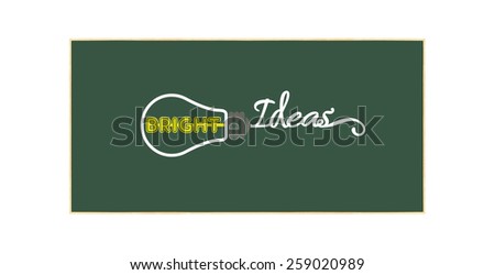 bright Ideas light bulb on blackboard isolated on white background