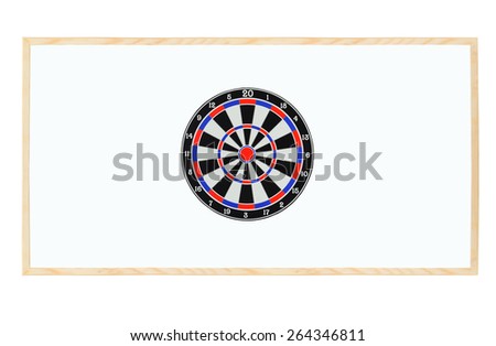 Bulls eye target on whiteboard isolated on white background
