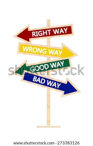 Directional Arrows (Right Way, Wrong Way, Good Way, Bad Way) Primary colors isolated on white background