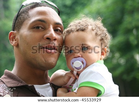 Biracial Family African American Man and Child