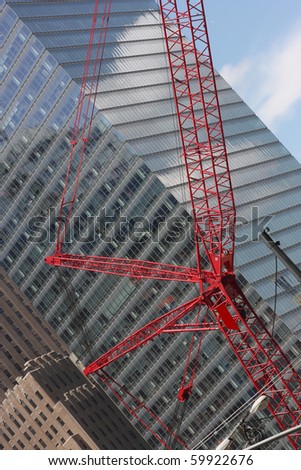 Real Estate Construction Crane in Urban City Financial Business District
