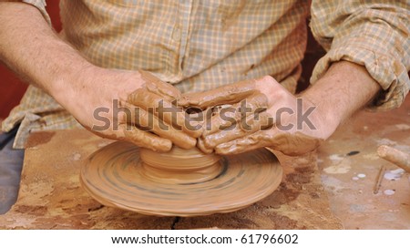 Professional Male Artisan Pottery Craftsman Technique
