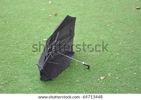 Broken Umbrella on Artificial Grass Turf