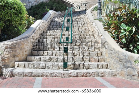 Outdoor European Steps in Moirara Pueblo a Mediterranean City in Costa Blanca Alicante Spain