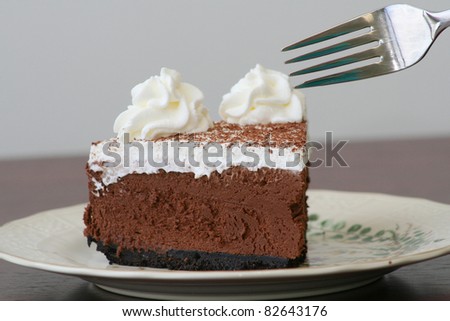 Slice of Delicious Sweet Chocolate Mousse Cake Dessert