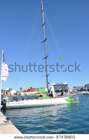 ALICANTE, SPAIN - OCT 25: Team Ireland Sailboat docked in harbor at 2011-2012 Ocean Race Village event in Costa Blanca Alicante Oct 25, 2011.