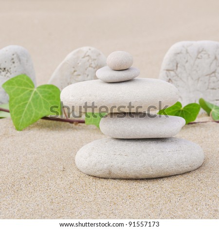 Meditation Stones on Sand with Ivy
