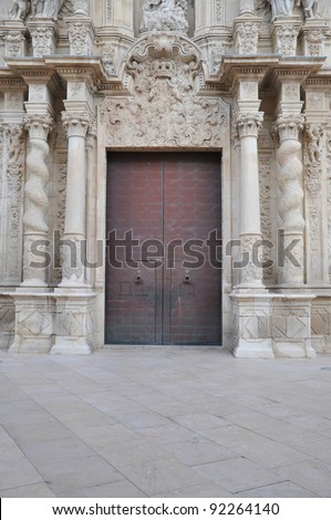 Santa Maria Basilica Church Gothic Style Architecture Entrance Doorway in Barrio Alicante Spain Europe