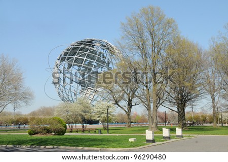 QUEENS, NEW YORK - NOV 20: The Unisphere (theme symbol of the 1964/1965 N.Y. World\'s Fair,dedicated to Man\'s Achievements on a Shrinking Globe in an Expanding Universe) Park in Queens Nov 20, 2007.