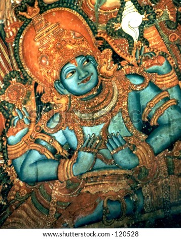 stock photo : Mural of a God in Kerala