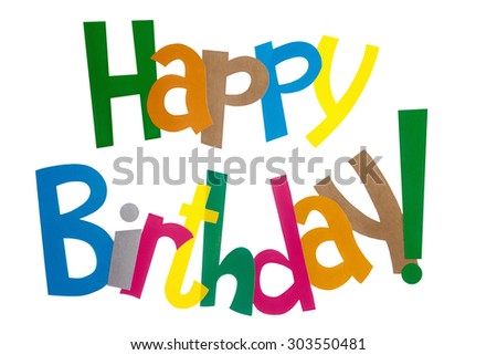 Colored paper flags with multicolor text birthday greetings