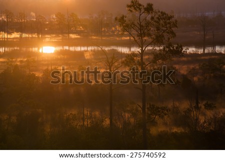 Sun rises over the Cape Fear River in Wilmington, NC/ Burning Light