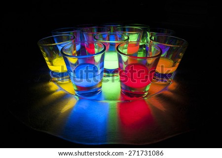 Shot Glasses with Glow Stick Juice