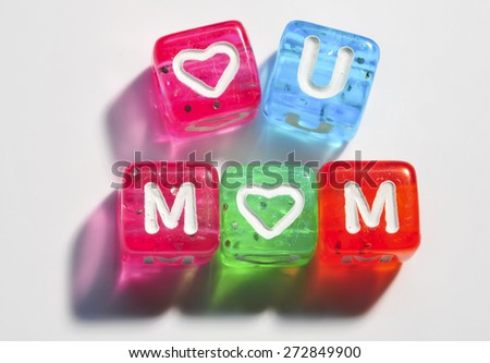 Love You Mom - Brightly Colored Alphabet Beads