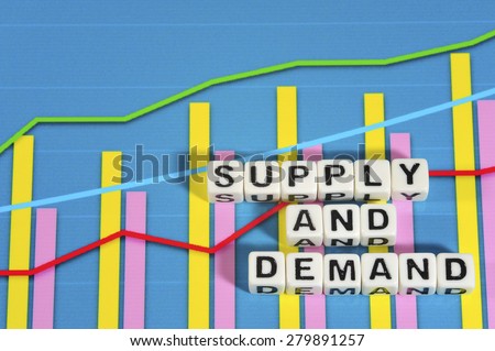 Business Term with Climbing Chart / Graph - Supply And Demand