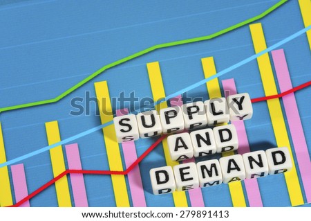 Business Term with Climbing Chart / Graph - Supply And Demand
