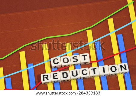 Business Term with Climbing Chart / Graph - Cost Reduction