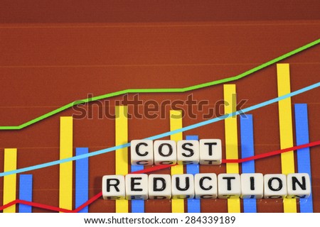 Business Term with Climbing Chart / Graph - Cost Reduction