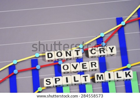 Business Term with Climbing Chart / Graph - Don\'t Cry Over Spilt Milk