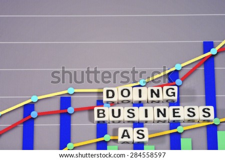 Business Term with Climbing Chart / Graph - Doing Business As