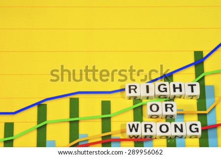 Business Term with Climbing Chart / Graph - Right Or Wrong