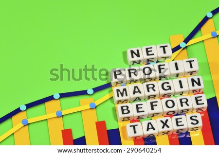Business Term with Climbing Chart / Graph - Net Profit Margin Before Taxes
