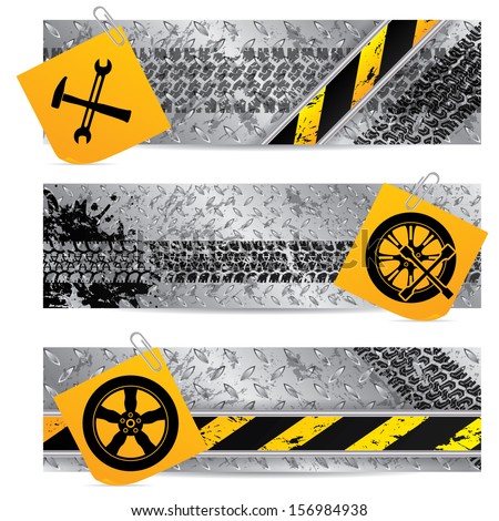 Industrial label set of three with notepapers Industrial label set of three with notepapers