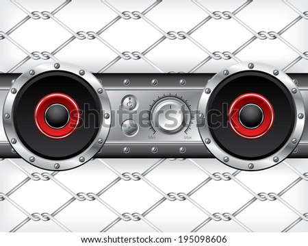 Underground theme audio deck design with red speakers