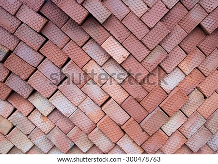 Red bricks laid on the pallet.