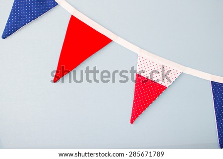 Stretching from the flags hanging on a blue background. Marine decorations
