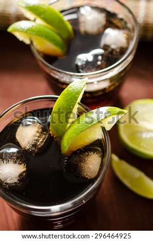 Rum and cola mixed drink
