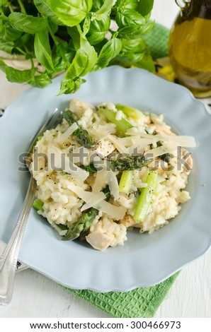 Chicken and asparagus risotto (italian food)