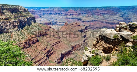 Panoramic view of South Rim in Grand Canyon, National Park. This is a 39 MP image composed of more than 12 individual shots.