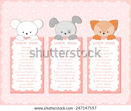 Baby animal banners collection. Vector illustration.