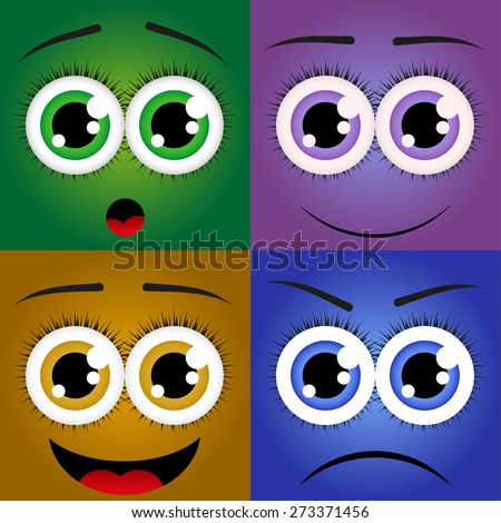 Image of emotions, a set of vector colored smiles