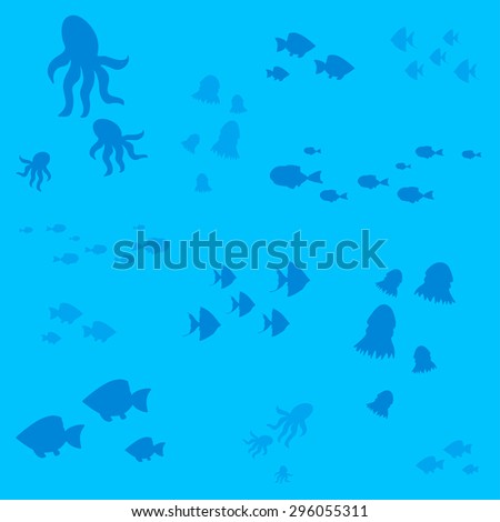 underwater marine animals silhouettes