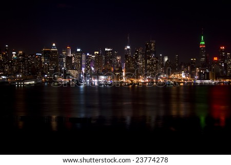 pictures of new york skyline at night. stock photo : Skyline of New