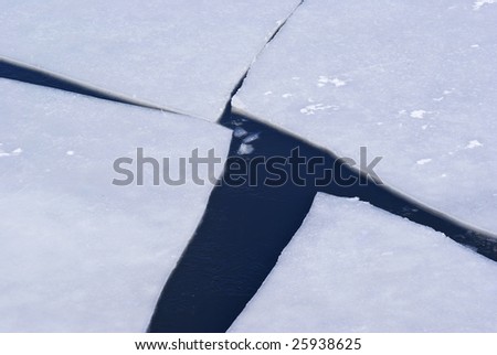 Ice sheets floating on the water. Nice abstract background.