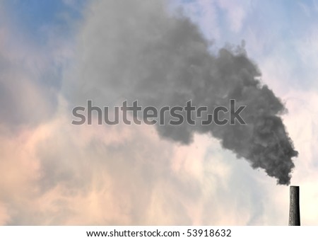 A smoking chimney looking very toxix in the sky