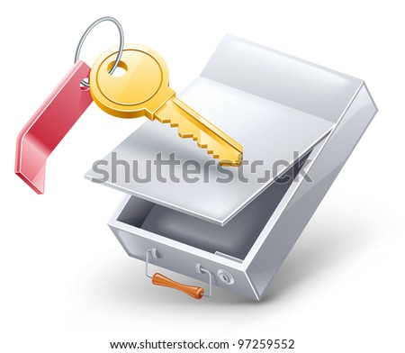 Vector Illustration Of Safety Deposit Box With Key On Vector Illustration Of Safety Deposit Box With Key On