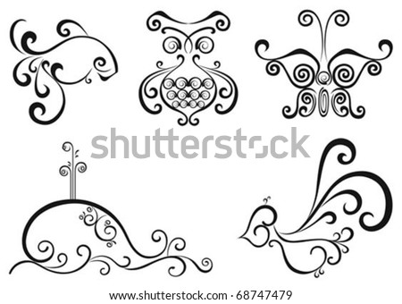 stock vector Vector set for tattoo and design isolated black and white