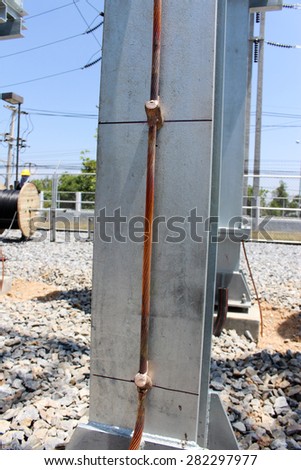 Welding copper ground wire in substation