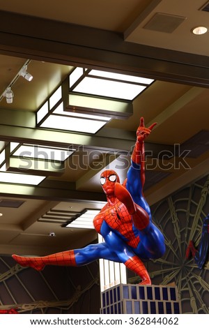 OSAKA, JAPAN - JAN 11, 2016 : Photo of the Amazing Adventure of Spider Man, one of the most famous attraction rides at Universal Studio, Osaka, Japan.