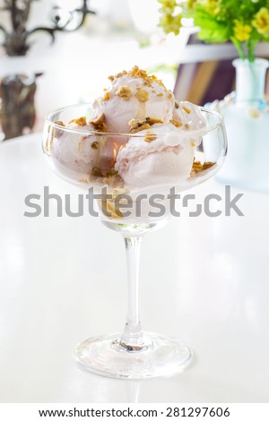 natural italian ice cream in a glass cup
