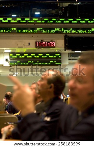 New York City, New York - April 16, 2007: Wall Street Stock Brokers Trading
