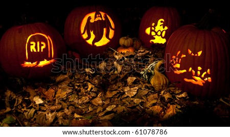 spooky glowing jack-o-lanterns