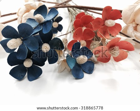 red flowers and blue flowers