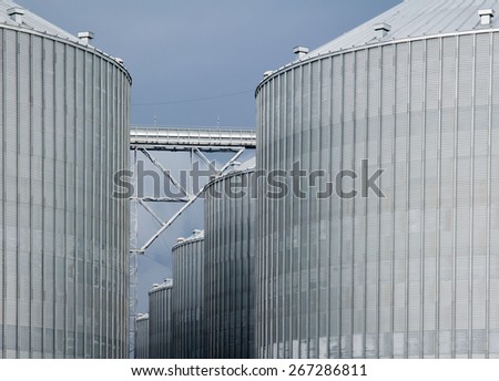 Group of granaries for storing wheat and other cereal grains.