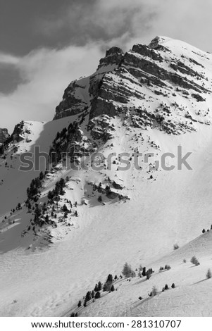 Alps in summit black and white